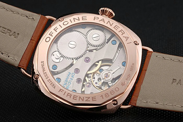 Panerai Radiomir Rose Gold Case Black Dial Brown Leather Strap new58582