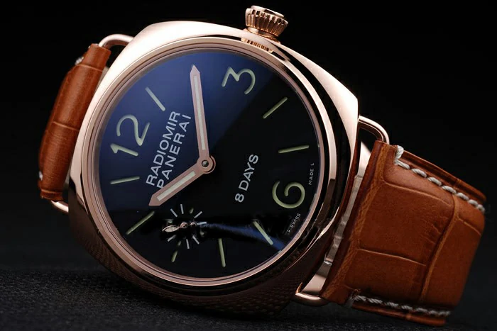 Panerai Radiomir Rose Gold Case Black Dial Brown Leather Strap new58602