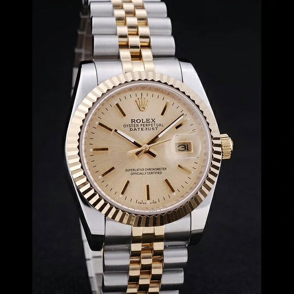 Rolex Datejust Gold Dial Ribbed Bezel new58631