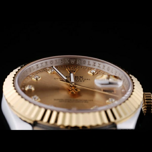 Rolex Datejust Gold Dial Diamonds Ribbed Bezel new58633