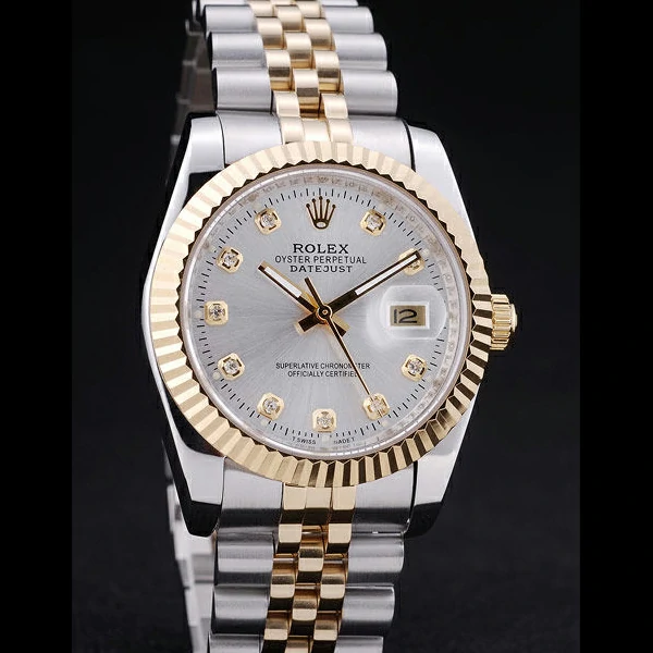 Rolex Datejust Silver Dial Diamonds Ribbed Bezel new58635
