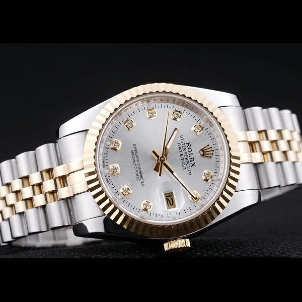 Rolex Datejust Silver Dial Diamonds Ribbed Bezel new58635