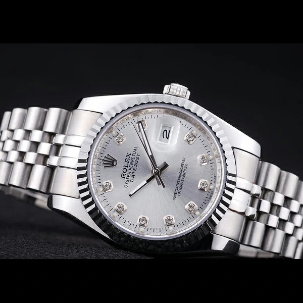 Rolex Datejust Silver Dial Diamonds Ribbed Bezel new58636