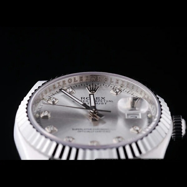 Rolex Datejust Silver Dial Diamonds Ribbed Bezel new58636