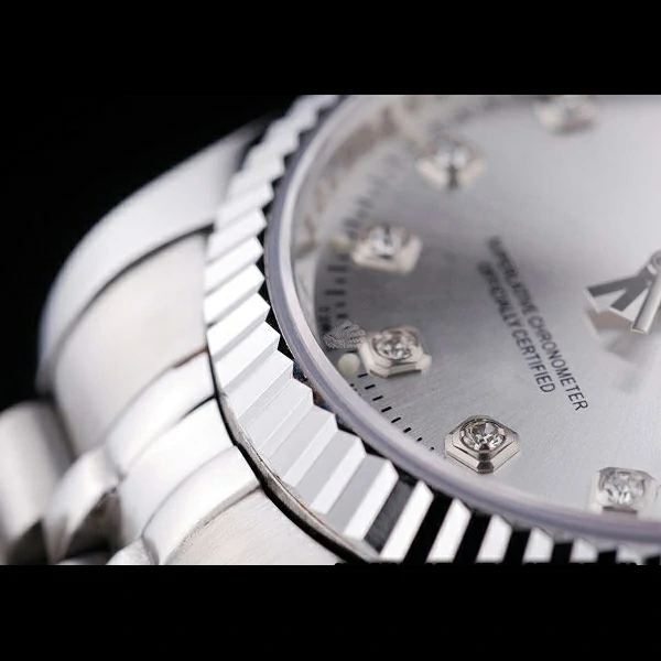Rolex Datejust Silver Dial Diamonds Ribbed Bezel new58636