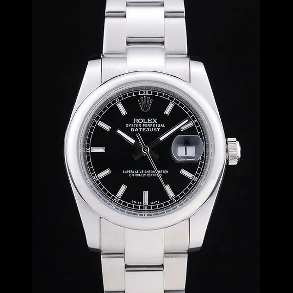 Rolex Datejust Polished Silver Bezel Black Dial new58648