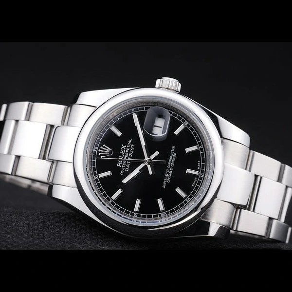 Rolex Datejust Polished Silver Bezel Black Dial new58648