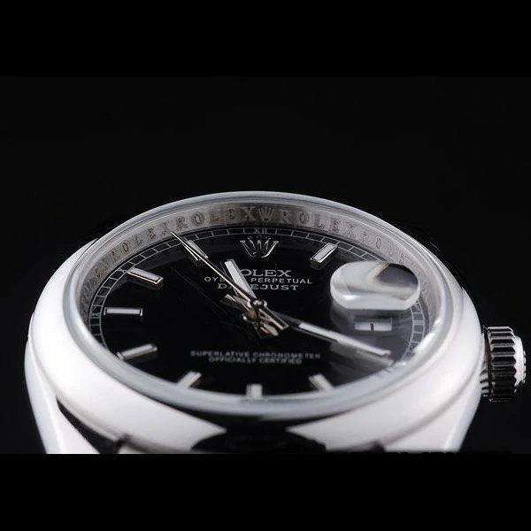 Rolex Datejust Polished Silver Bezel Black Dial new58648