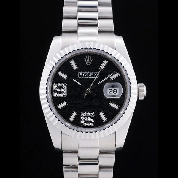 Rolex Datejust Diamonds Black Dial Ribbed Bezel new58650