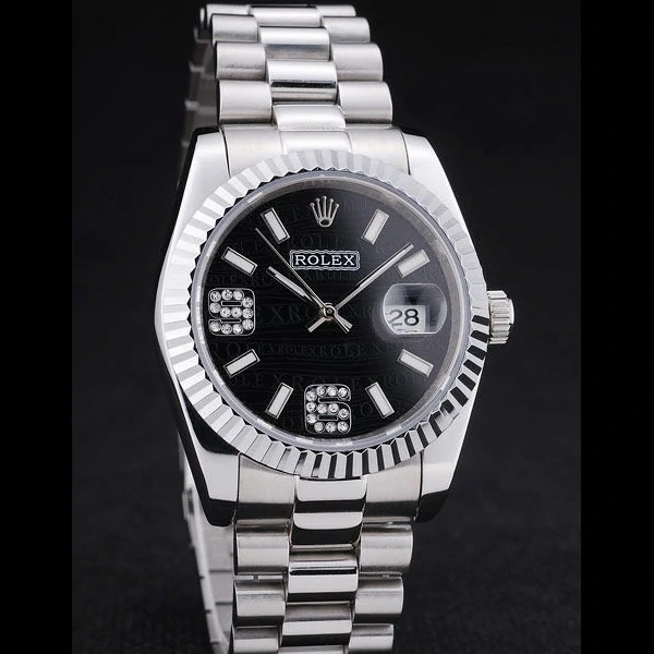 Rolex Datejust Diamonds Black Dial Ribbed Bezel new58650