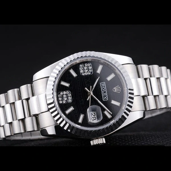 Rolex Datejust Diamonds Black Dial Ribbed Bezel new58650
