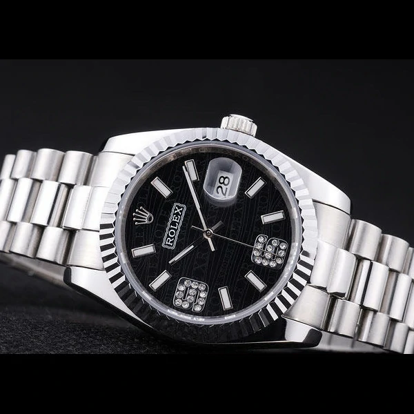 Rolex Datejust Diamonds Black Dial Ribbed Bezel new58650