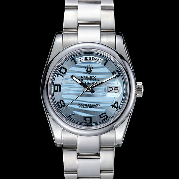 Rolex DayDate Polished Silver Bezel White Dial new58651