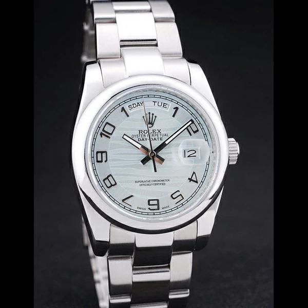 Rolex DayDate Polished Silver Bezel White Dial new58651