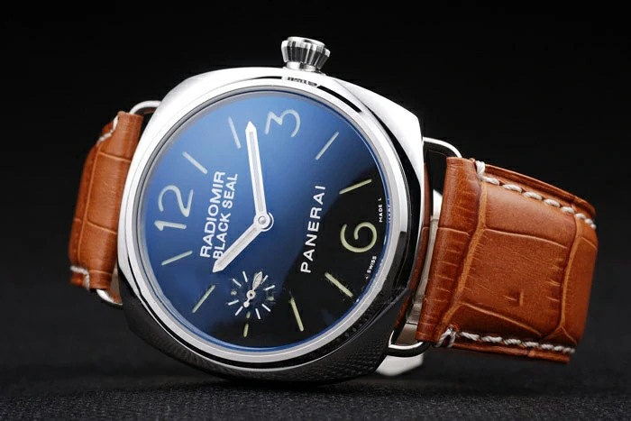 Panerai Radiomir Polished Stainless Steel Case Black Dial Brown Leather Strap new58652