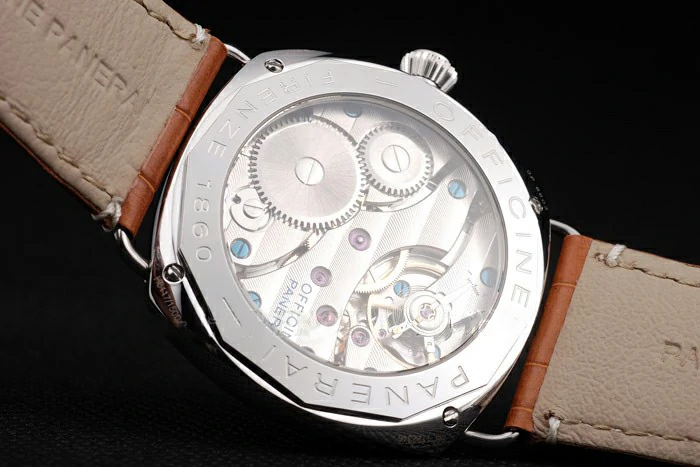 Panerai Radiomir Polished Stainless Steel Case Black Dial Brown Leather Strap new58652