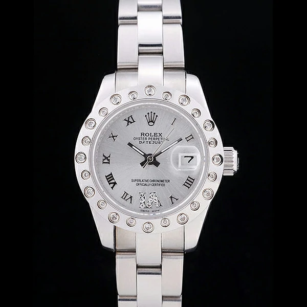 Rolex Datejust Polished Silver Diamonds Bezel Silver Dial new58655