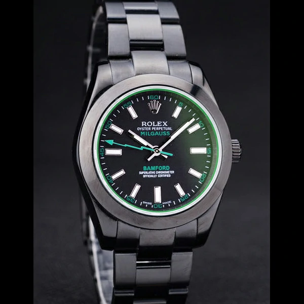 Rolex Milgaus Bamford Ion Plated Stainless Steel Bezel Black Dial new58657