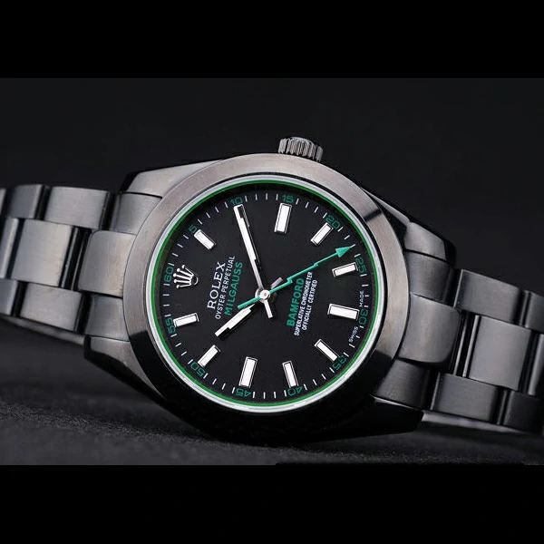 Rolex Milgaus Bamford Ion Plated Stainless Steel Bezel Black Dial new58657