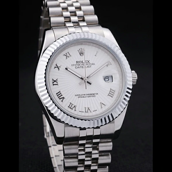 Rolex Datejust White Radial Dial Ribbed Bezel new58659
