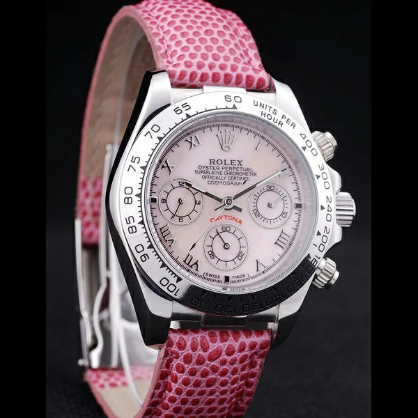 Rolex Daytona Cosmograph Pink Leather Bracelet Yellow Dial new58662
