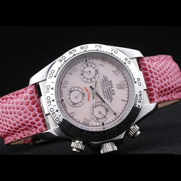 Rolex Daytona Cosmograph Pink Leather Bracelet Yellow Dial new58662