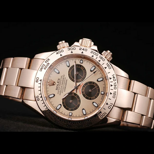 Rolex Daytona Rose Gold Plated Stainless Steel Bezel Rose Gold Dial new58670