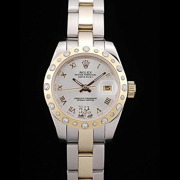 Rolex DateJust Brushed Stainless Steel Case White Dial Diamond Plated new58685