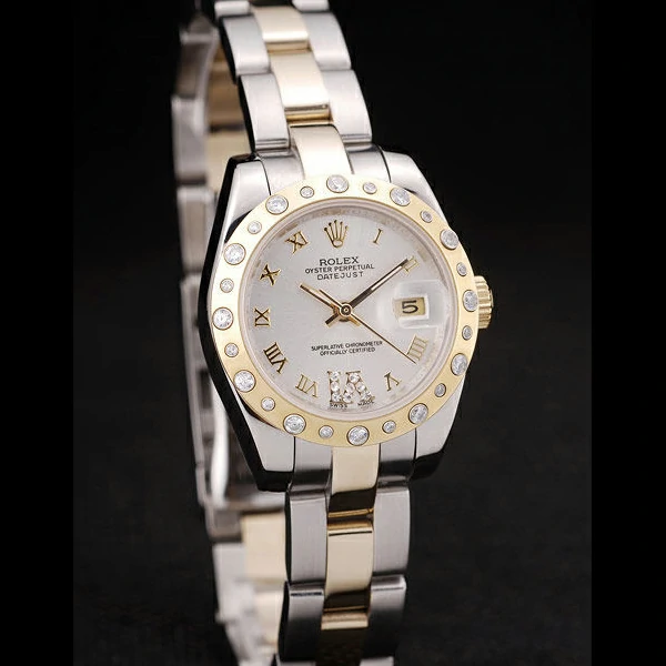 Rolex DateJust Brushed Stainless Steel Case White Dial Diamond Plated new58685