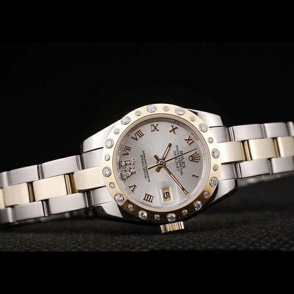 Rolex DateJust Brushed Stainless Steel Case White Dial Diamond Plated new58685