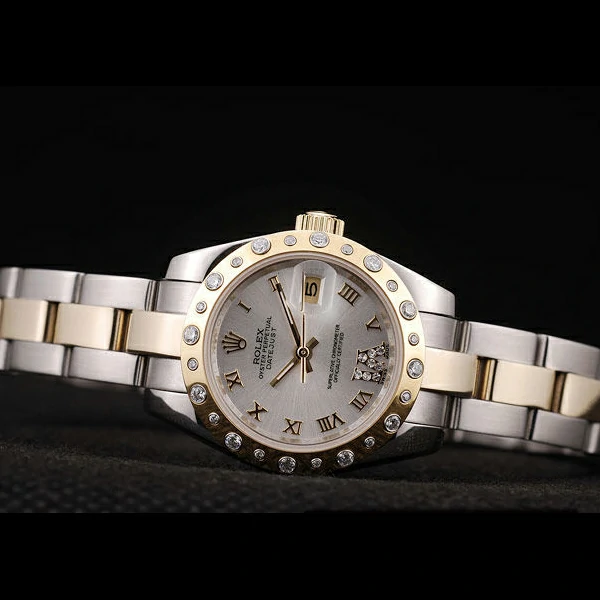 Rolex DateJust Brushed Stainless Steel Case White Dial Diamond Plated new58685