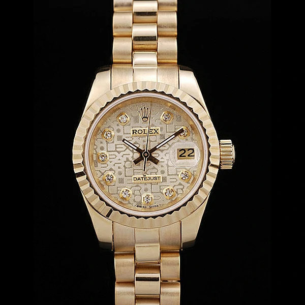Rolex DateJust Ribbed Pattern Gold Bezel Gold Dial new58687