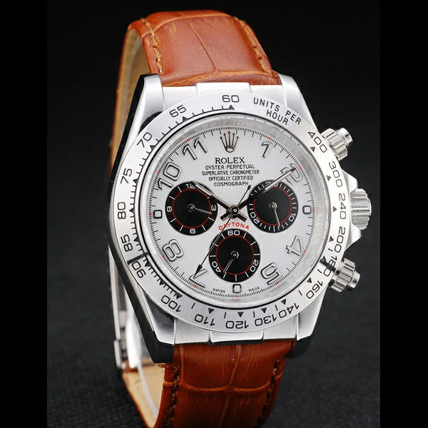 Rolex Daytona Stainless Steel Case White Dial Brown Leather Strap new58727