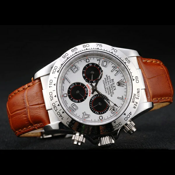 Rolex Daytona Stainless Steel Case White Dial Brown Leather Strap new58727