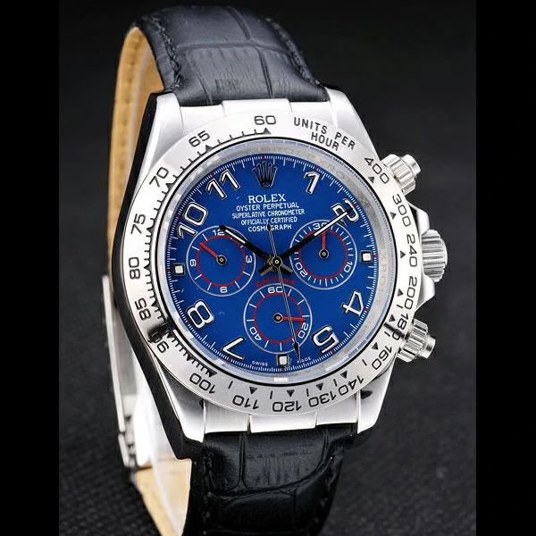 Rolex Daytona Stainless Steel Case Blue Dial Black Leather Strap new58728