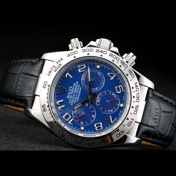 Rolex Daytona Stainless Steel Case Blue Dial Black Leather Strap new58728