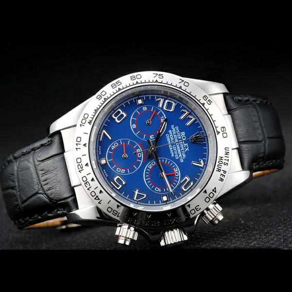 Rolex Daytona Stainless Steel Case Blue Dial Black Leather Strap new58728