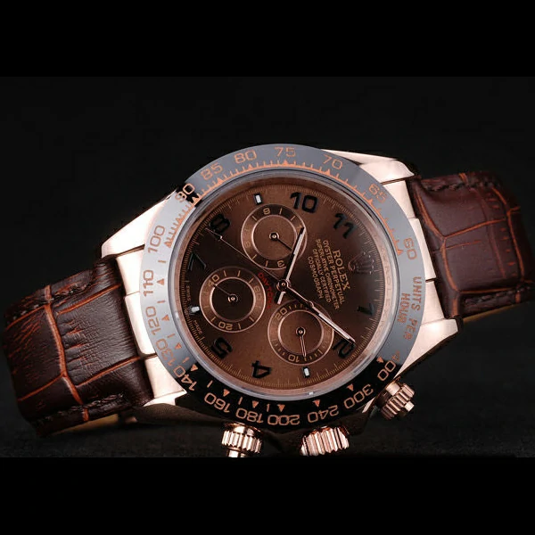 Rolex Daytona Rose Gold Case Brown Dial Brown Leather Strap new58729