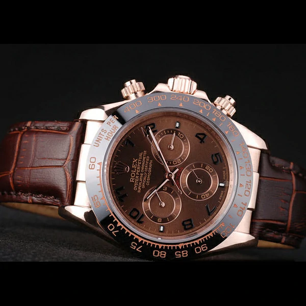 Rolex Daytona Rose Gold Case Brown Dial Brown Leather Strap new58729