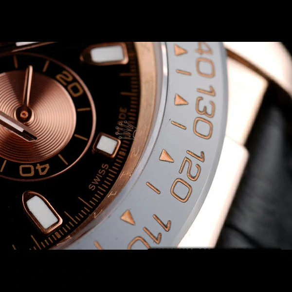 Rolex Daytona Rose Gold Case Black Dial Black Leather Strap new58730