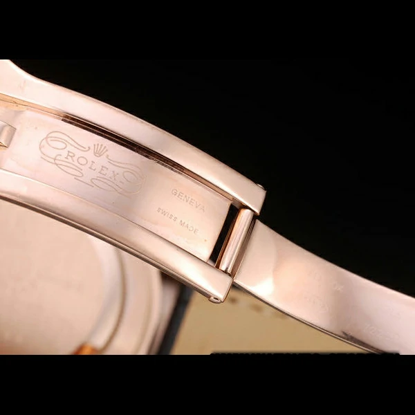 Rolex Daytona Rose Gold Case Black Dial Black Leather Strap new58730