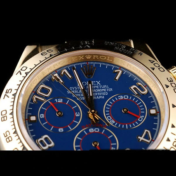 Rolex Daytona Gold Case Blue Dial Black Leather Strap new58731