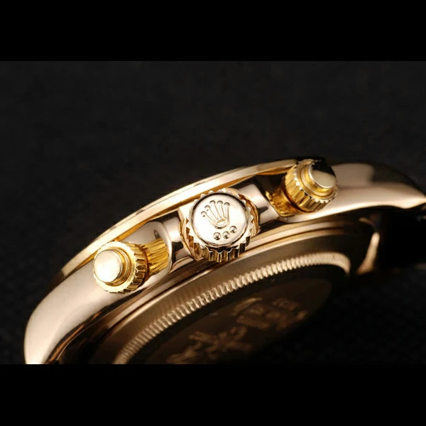 Rolex Daytona Gold Case Crystal Studded Bezel Black Dial new58734