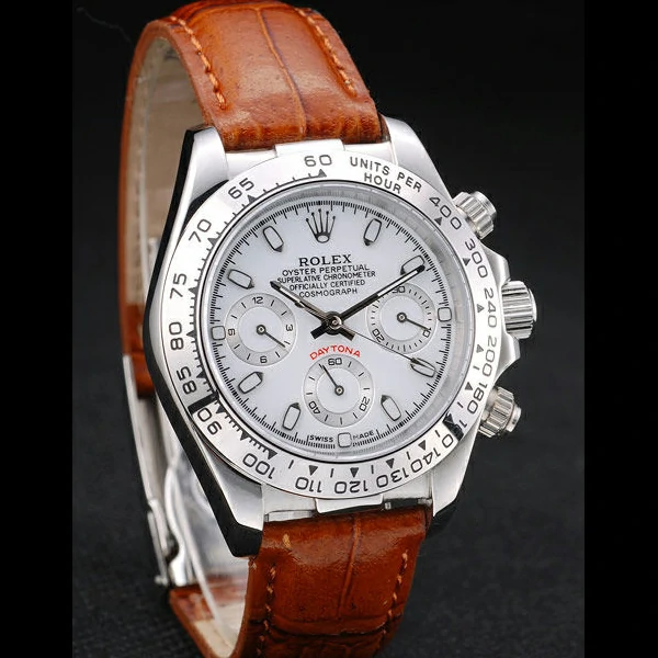 Rolex Daytona Lady Stainless Steel Case White Dial Brown Leather Strap Tachymeter new58738