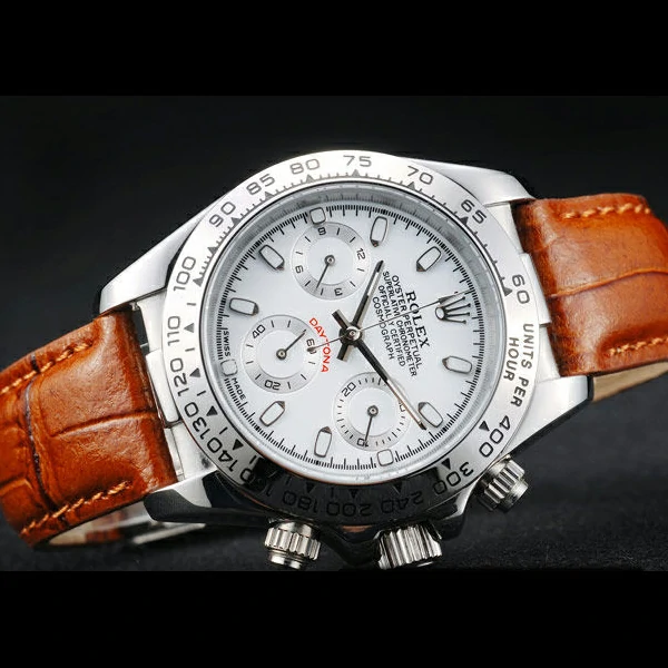 Rolex Daytona Lady Stainless Steel Case White Dial Brown Leather Strap Tachymeter new58738