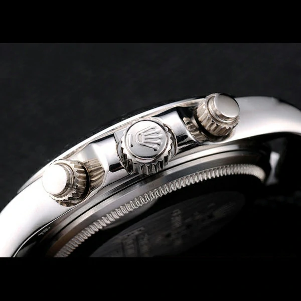 Rolex Daytona Lady Stainless Steel Case Black Dial Black Leather Strap Tachymeter new58739