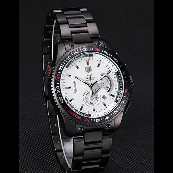 Tag Heuer Carrera Black Stainless Steel Case White Dial new58747