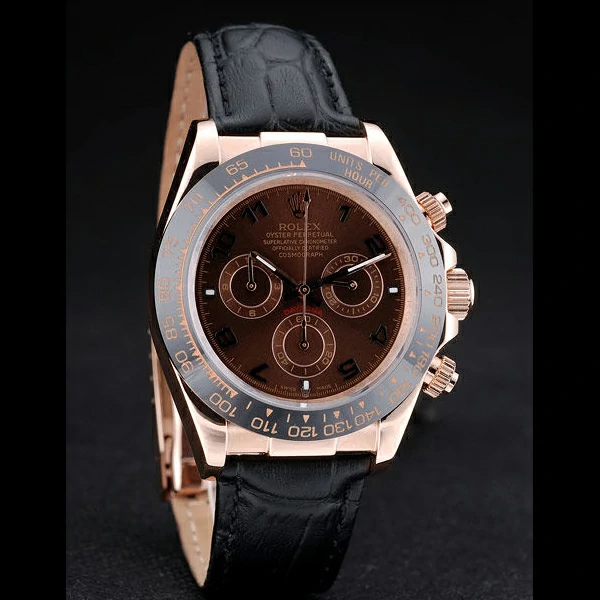 Rolex Daytona Black Ceramic Bezel Brown Dial Black Leather Strap new58921