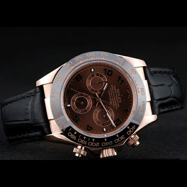 Rolex Daytona Black Ceramic Bezel Brown Dial Black Leather Strap new58921