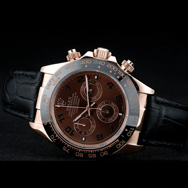 Rolex Daytona Black Ceramic Bezel Brown Dial Black Leather Strap new58921